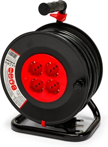 Prolunga Elettrica Con Avvolgicavo 25Mt - 4 Prese Polivalenti (Schuko + 10/16A) - Foto 1 di 12