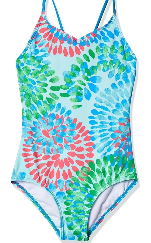 Kanu Surf Girls Daisy Beach Sport 1 Piece Swimsuit Blue, Size 14 Style 5573 - Image 1 of 4