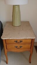 Pair of Vintage French Provincial Marble Top Nightstand / Side Table / End Table
