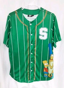 The Simpsons Green Button Up Baseball Jersey Men's Size Small - D69 - Picture 1 of 3