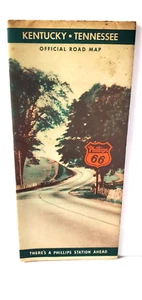 Vintage Gas Road Map Phillips 66 Kentucky Tennessee 1936 Road Map - Bild 1 von 8
