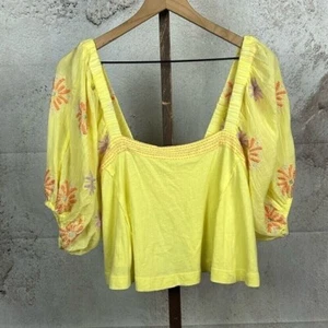 NWT URBAN OUTFITTERS embroidered crop top size M gauze boho coquette 3D shirt - Picture 1 of 7