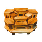 Mini Offering Altar Wooden Table Buddha Amulet Worship Set 9 Hexagon Shape