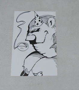 Esclavo imaginario arte original boceto D. Castr monstruo fiesta sombrero - Imagen 1 de 1