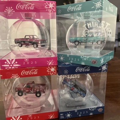 Lot Of 4 M2 Machines 2025 Coca Cola Christmas Ornament All Trucks Walmart Exclu - Image 1 of 4