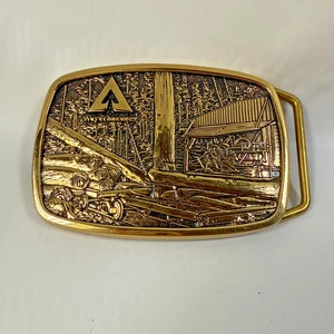 Weyerhaeuser Promo Belt Buckle PNW Lumber Mill Timber Logging Vtg 1983 BTS - Picture 1 of 16