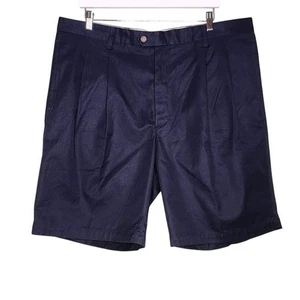 Cutter & Buck Pleated Buck Shorts Navy Blue Cotton Golf Chino Preppy Summer 42 - Picture 1 of 7
