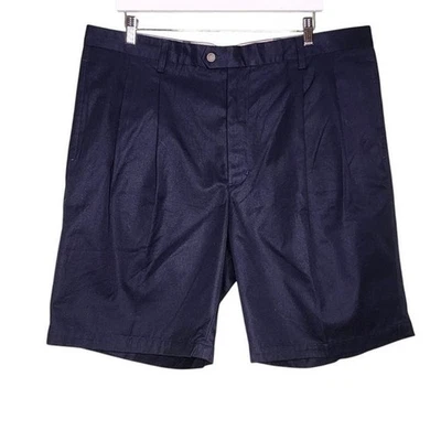 Cutter & Buck Pleated Buck Shorts Navy Blue Cotton Golf Chino Preppy Summer 42 - Image 1 of 4