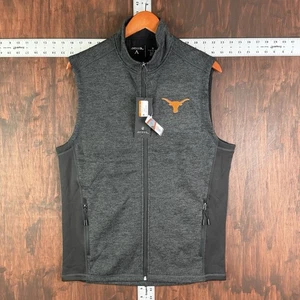 Texas Longhorns Antigua Fleece Vest Zip Up Course Style Gray Men Medium NEW NCAA - Picture 1 of 8