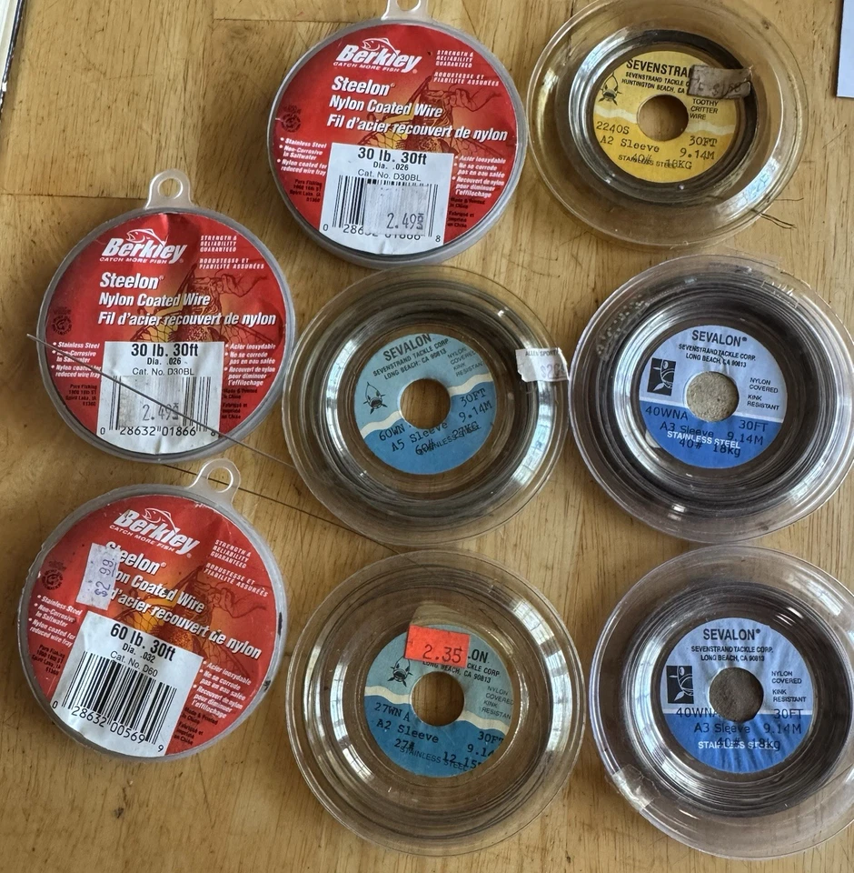 D60 Berkley Steelon Nylon Coated Wire Silver 30 FT 60 Lb.