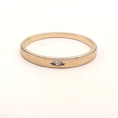 Solid 14k Gold Natural Diamond Wedding Band Engagement Ring Safety Guard sz6.5 - Image 1 of 4