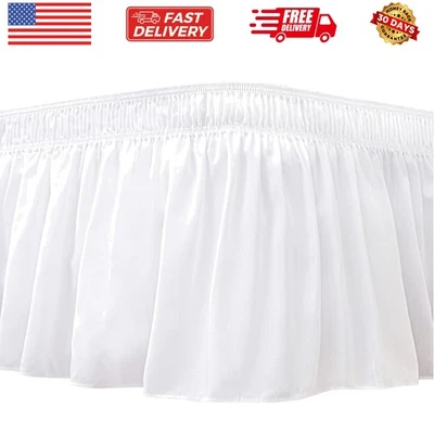 大号床围裙 15 英寸落,白色可调节弹性灰尘... — 第 1/4 张图片
