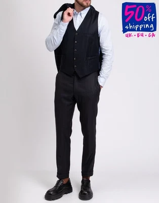 PVP €175 HACKETT Chaleco de Lana Talla 44L / 54L / XL Botón Frontal Cuello en Y Foto 1 de 4