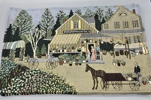 8 Tapestry Placemats Pickwick Flower Farm Storefront 19"x 13" Country Market VTG - Picture 1 of 14
