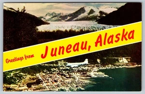 Gruß aus JUNEAU ALASKA Douglas C-54 Skymaster Flugzeug um 1960 AK Postkarte A95 - Bild 1 von 2
