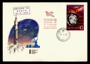 DR WHO 1971 RUSSIA FDC SPACE SOYUZ 10 EARTH RETURN CACHET M53536 - Picture 1 of 2