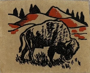 Original Vintage Antique Wild Buffalo Mini Iron On Transfer - Picture 1 of 1