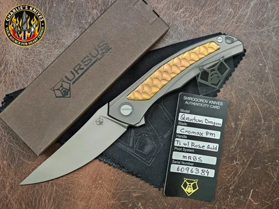 Shirogorov Knives John Barker Quantum Dragon Ti Rose Gold Inlay Cromax PM Blade - Image 1 of 4