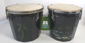 Vintage Bongos 50s 60s Caramuru A Rosetti Brasil Retro Wood Decorative Palm Tree - Picture 1 of 19