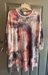 Neu mit Etikett Ava James Damen-Sweatshirtkleid 2XL Rundhalsausschnitt Batik bequem 2 Stufen Boho - Bild 1 von 5