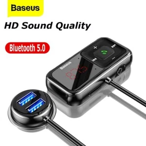 Baseus Bluetooth 5.0 Fm Transmitter Handsfree Usb Charger Car Radio Adapter - Picture 1 of 12