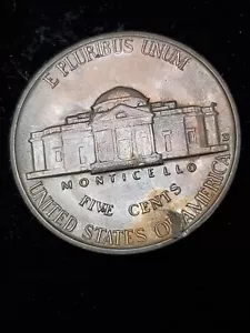 Toned 1942 D Jefderson Nickel Gem BU With Reverse Peeling Lamination Error *c52 - Picture 1 of 5