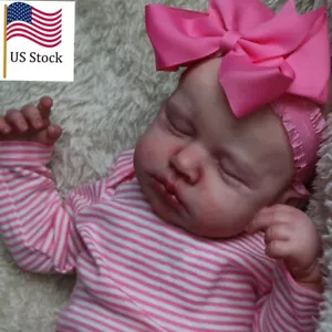 Cute 49CM Sleeping Newborn Cloth Body Reborn Baby Doll Loulou Vinyl Xmas Gift - Picture 1 of 8
