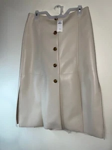 Falda midi de cuero vegano con costuras Banana Republic para mujer, talla 10, hecha en China - Imagen 1 de 4