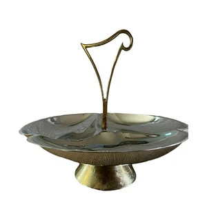 Art deco Silver Plate and Gold/Brass 3 Section Server Candy Nut Dish, 9 1/4" - Picture 1 of 8