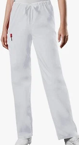 Cherokee Big Originals Unisex Drawstring Cargo Scrubs Pant, White, X-Large Tall - Picture 1 of 2