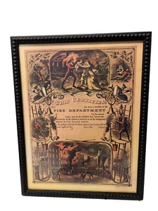 Currier and Ives firefighter discharge certificate Published 1877 Rare - Picture 1 of 9