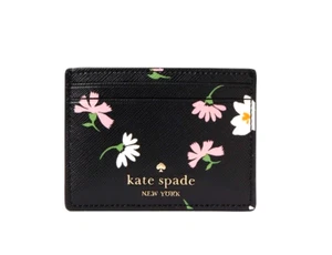 NWT Kate Spade Madison Black Floral Waltz Small Slim Card Holder KF481 NEW🎀 NIP - Picture 1 of 5