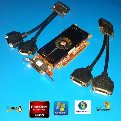 Dell Optiplex 320 330 360 380 390 SFF Quad 4 Monitor DVI Low Profile Video Card  - Image 1 of 2