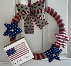 Patriotic America, July 4 Memorial Day, Wreath 14 Inch Front Door Indoor Decor - Picture 1 of 4