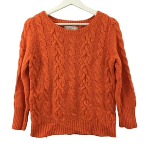 LOFT Damen Pullover Wollmischung Orange Zopfmuster Größe S - Bild 1 von 5