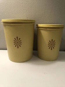 Vtg Tupperware Set of 2 Servalier Canisters w/ Seal Harvest Gold 809-6 and 811-6 - Picture 1 of 10