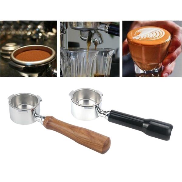 51mm Bottomless Portafilter Coffee Filter With Wood Handle Replacement Accessory Photo Related
