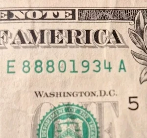1934 YEAR Date Note Fancy Serial Number One Dollar Bill E 88801934 A - Picture 1 of 6