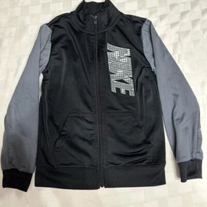 Nike Boys Long Sleeve Black And Gray Logo Lightweight Track Jacket Medium 6 - Picture 1 of 4
