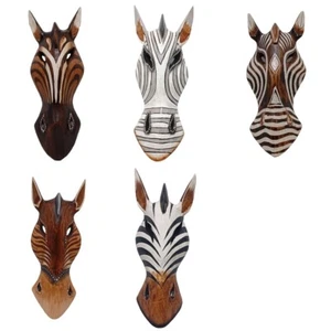 Conjunto mixto de 5 cabezas de caballos arte de pared decoración sostener máscara de madera safari 10 pulgadas - Imagen 1 de 12