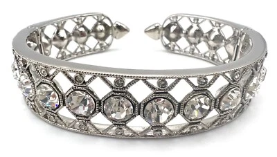 Brazalete House of Harlow 1960 Nicole Richie tono plata cristal pavé Foto 1 de 4