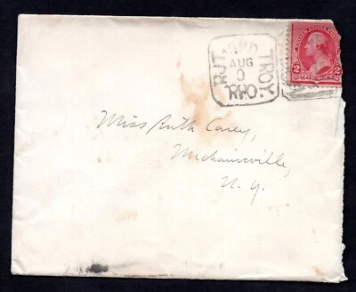 US 1902 RUTLAND TROY RAILROAD POSTED COVER TO MECHANICSVILLE, NEW YORK - Image 1 of 2