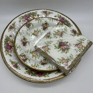 Old Country Roses 8 Coated Plate Dinner Dessert Paper napkins New W/ Tags - Picture 1 of 6