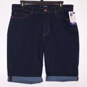 NWT Lee Midrise Fit Stretch Denim Bermuda Jean Shorts 4 6 8 14 Dark Storm Blue - Picture 1 of 7