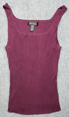Camiseta sin mangas Cable & Gauge para mujer XL púrpura elástica lisa tejido apretado cuello redondo nueva Foto 1 de 4