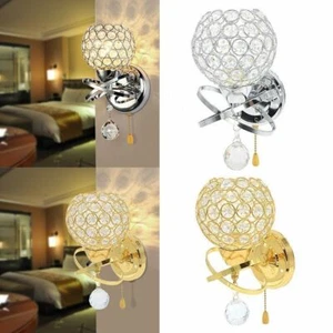 Modern Indoor Chrome Crystal LED Wall Light Lamp Sconce Corridor Bedroom Hallway - Picture 1 of 11