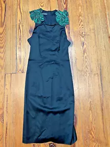emporio armani silk dress, black, XS, green sequins, open back - Picture 1 of 8