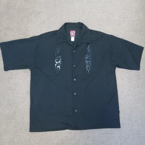 Tonic BC Ethic Lounge Mens Large Tribal Shirt Black Scrubber Shirt USA 90s Vtg - Picture 1 of 6