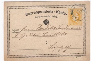 Tachau,2 Kreuzer Ganzsache,nach Leipzig,1874  (55) - Picture 1 of 3