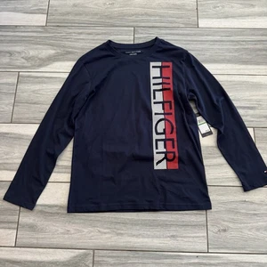 Boys Tommy Hilfigure Long Sleeve Blue Shirt Size Large 16/18 NWT - Picture 1 of 6